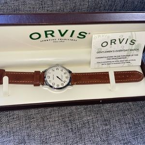 Orvis genuine brown leather men’s watch